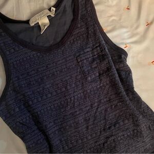 Navy Tank Top with Ringer Details